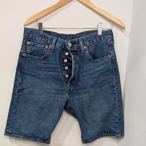 Levi's 501 Mens Denim Shorts Blue Button‎ Fly Classic Fit Size 32